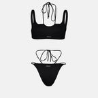 Beachwear Maillot de bain Cross Coulisse Off-White Noir Femme