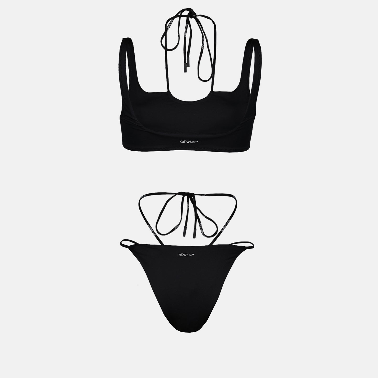 Beachwear Maillot de bain Cross Coulisse Off-White Noir Femme
