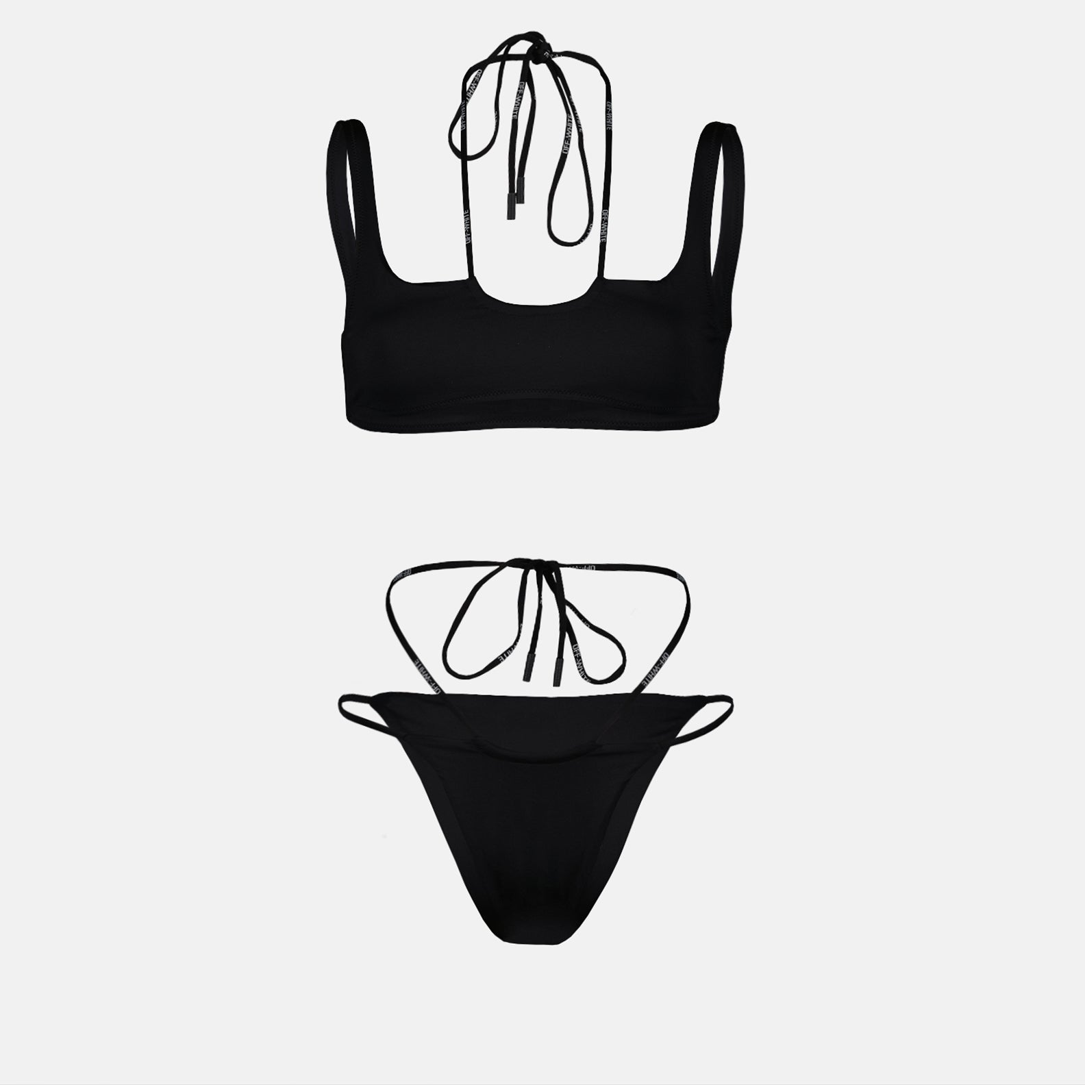 Beachwear Maillot de bain Cross Coulisse Off-White Noir Femme