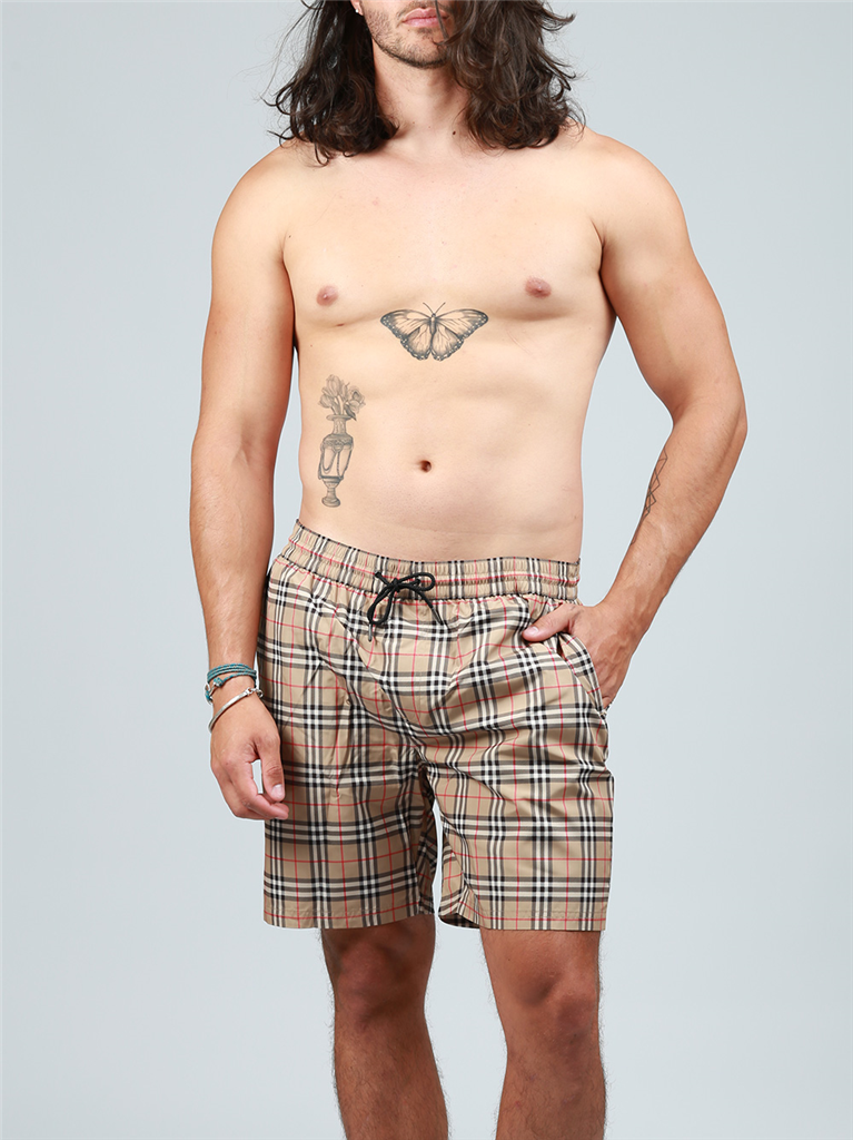Beachwear Maillot de bain à carreaux Burberry Beige Homme