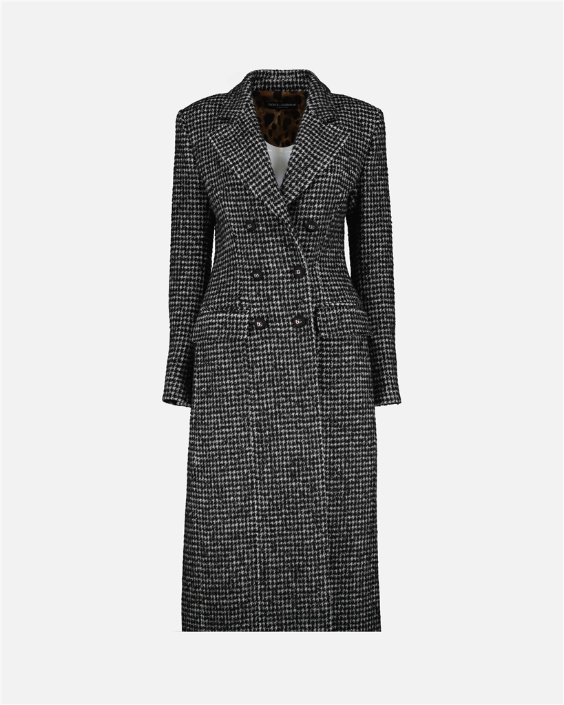 Manteaux Manteau à motif pied de poule Dolce & Gabbana Gris Femme