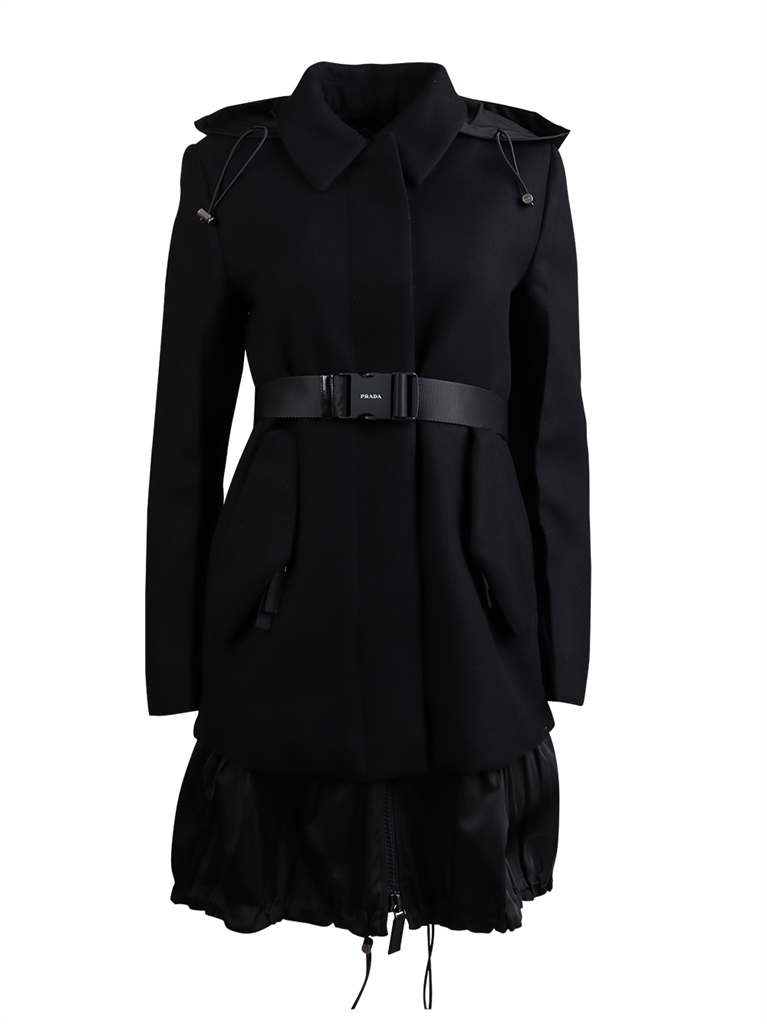Manteaux Manteau bi-matière Prada Noir Femme