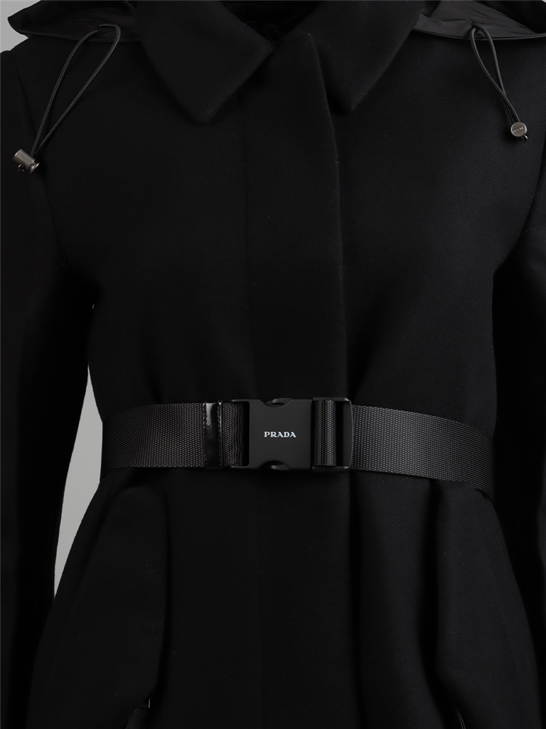 Manteaux Manteau bi-matière Prada Noir Femme