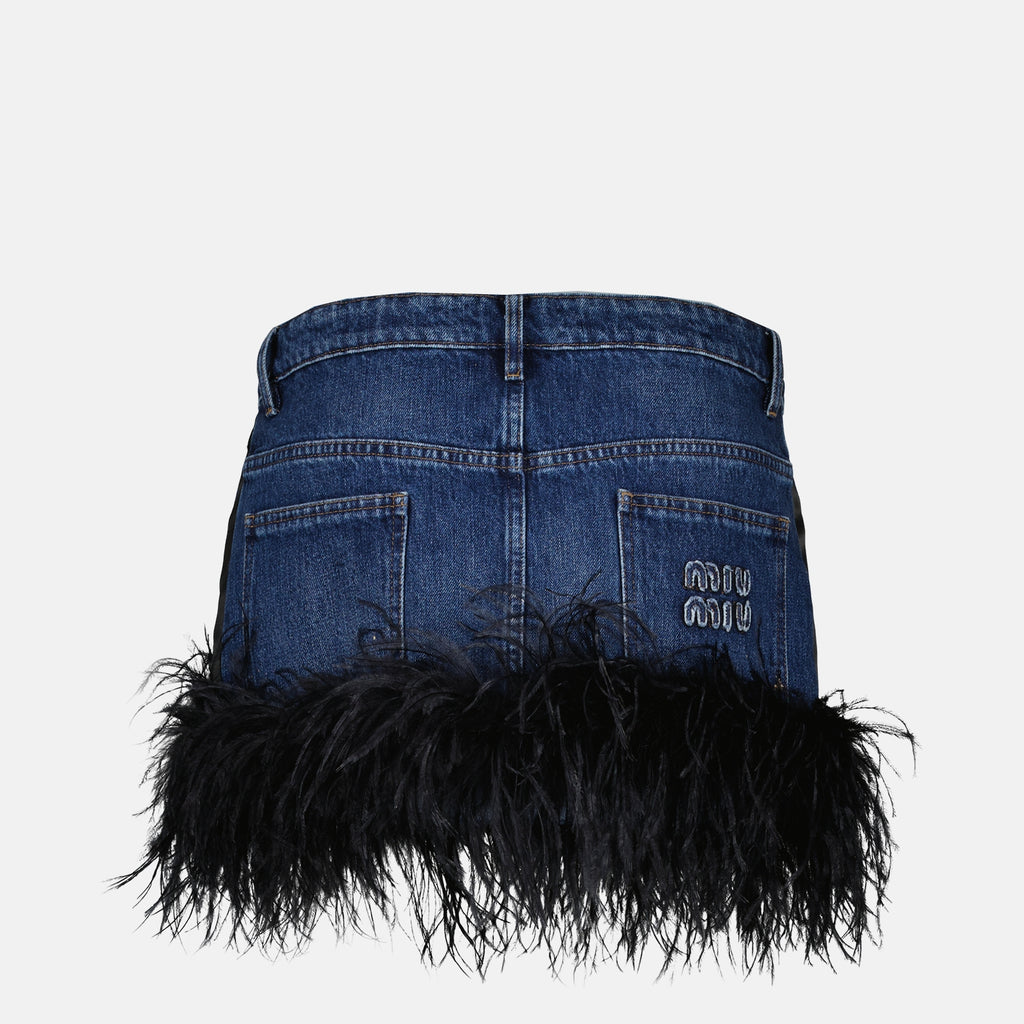 Jupes Mini-jupe à plumes Miu Miu Bleu foncé Femme