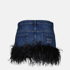 Jupes Mini-jupe à plumes Miu Miu Bleu foncé Femme