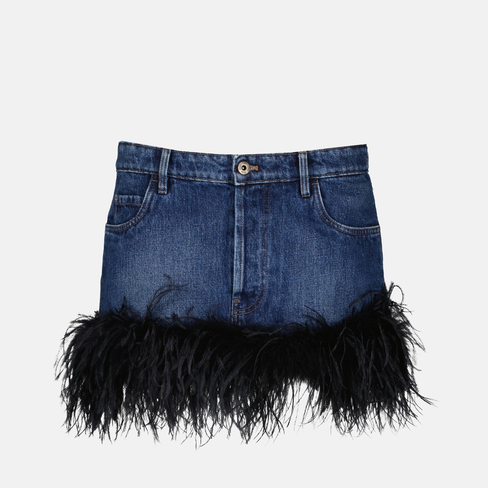 Jupes Mini-jupe à plumes Miu Miu Bleu foncé Femme