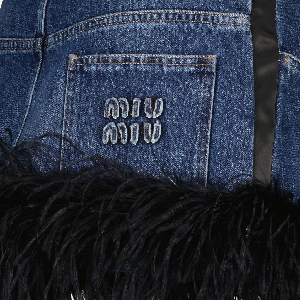 Jupes Mini-jupe à plumes Miu Miu Bleu foncé Femme