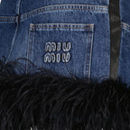 Jupes Mini-jupe à plumes Miu Miu Bleu foncé Femme