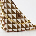 Mini sac en jacquard brodé noir beige