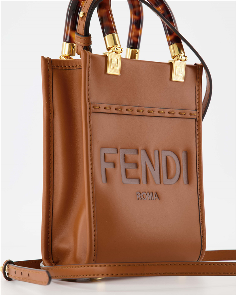 Sacs à main et épaule Mini sac Shopping Sunshine Fendi Marron Femme