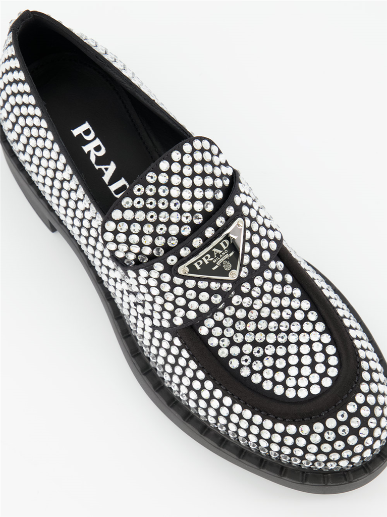 Mocassins Mocassins à cristaux Prada Argenté Femme