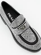 Mocassins Mocassins à cristaux Prada Argenté Femme