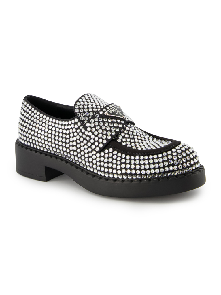 Mocassins Mocassins à cristaux Prada Argenté Femme