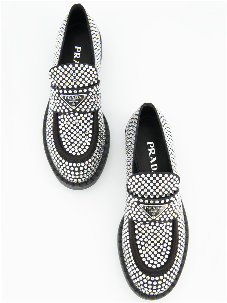Mocassins Mocassins à cristaux Prada Argenté Femme