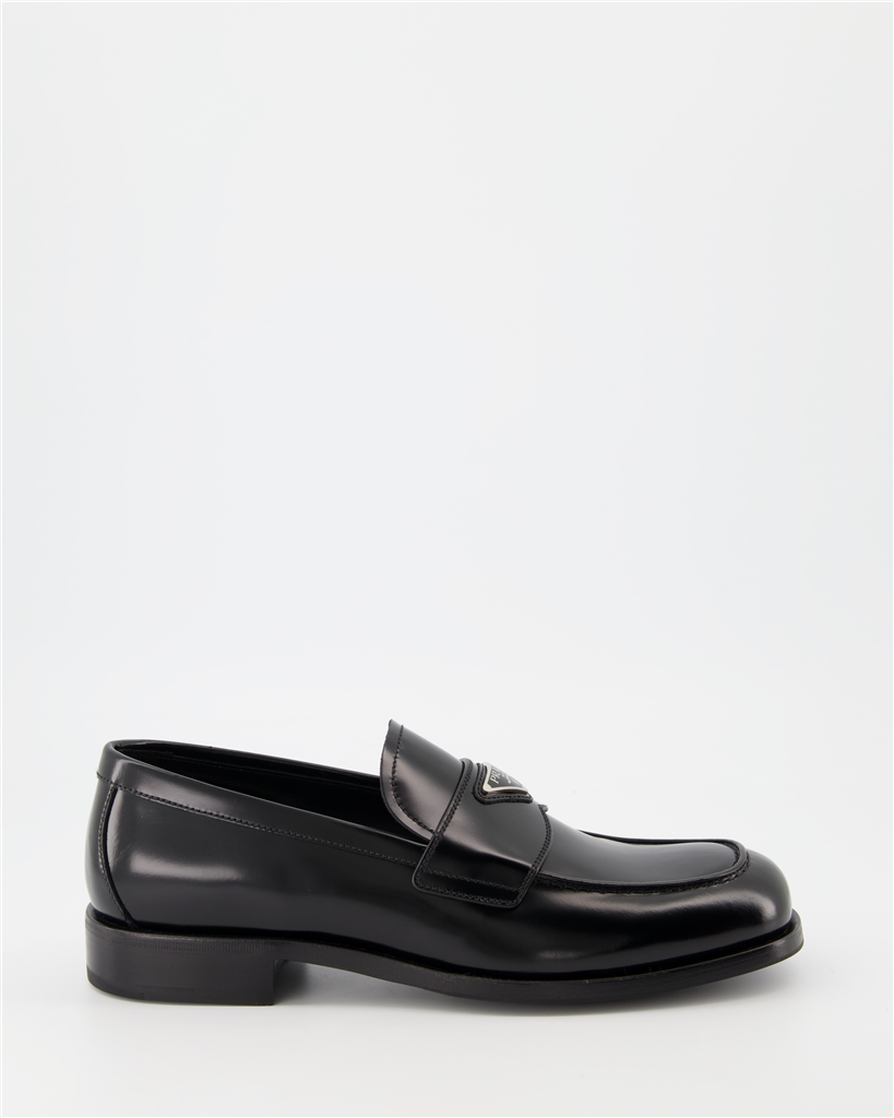 Mocassins Mocassins à logo triangle Prada Noir Homme