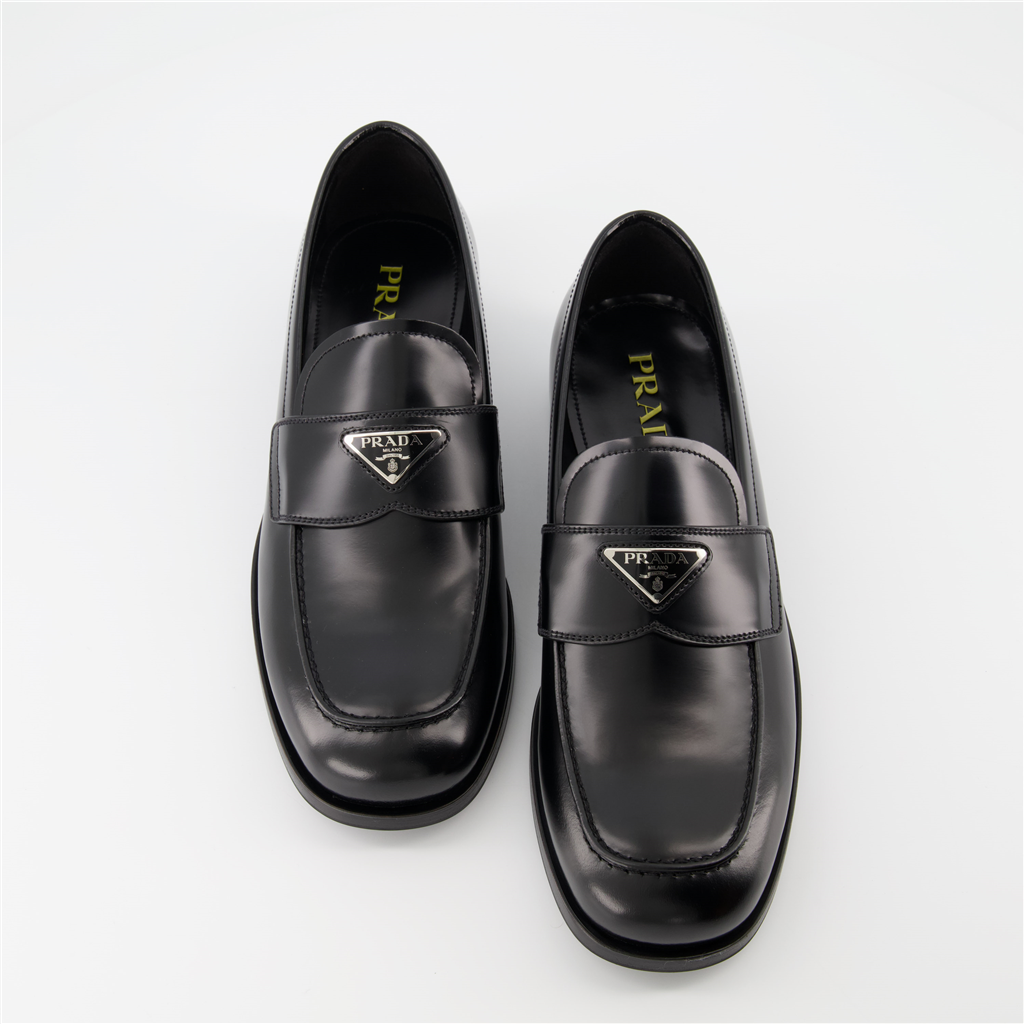 Mocassins Mocassins à logo triangle Prada Noir Homme