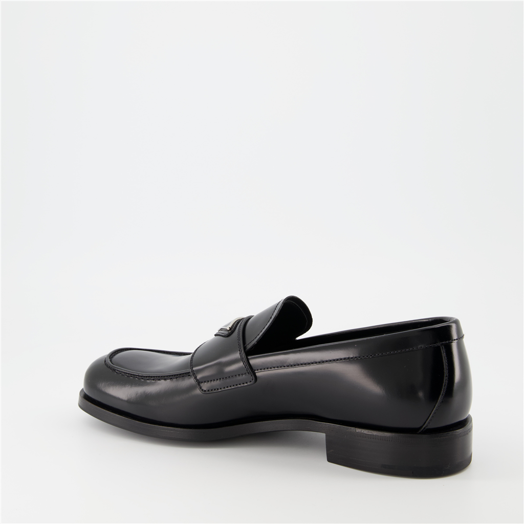 Mocassins Mocassins à logo triangle Prada Noir Homme