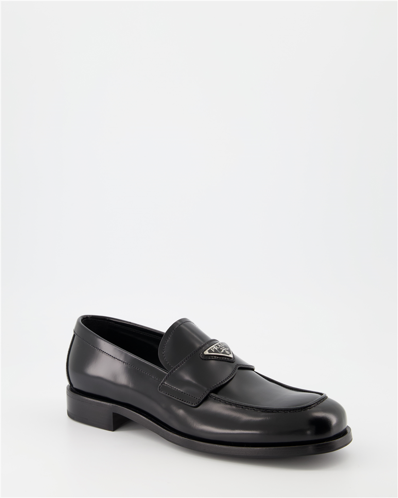 Mocassins Mocassins à logo triangle Prada Noir Homme