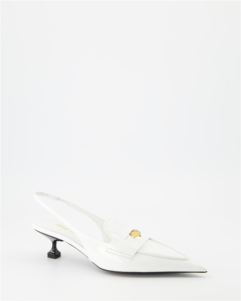 Sacs à main et épaule Mocassins Penny à talon Miu Miu Blanc Femme