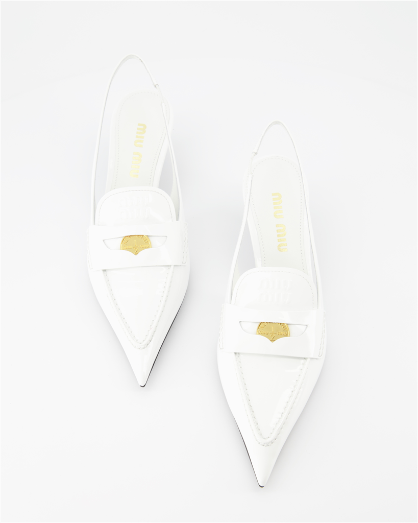 Sacs à main et épaule Mocassins Penny à talon Miu Miu Blanc Femme