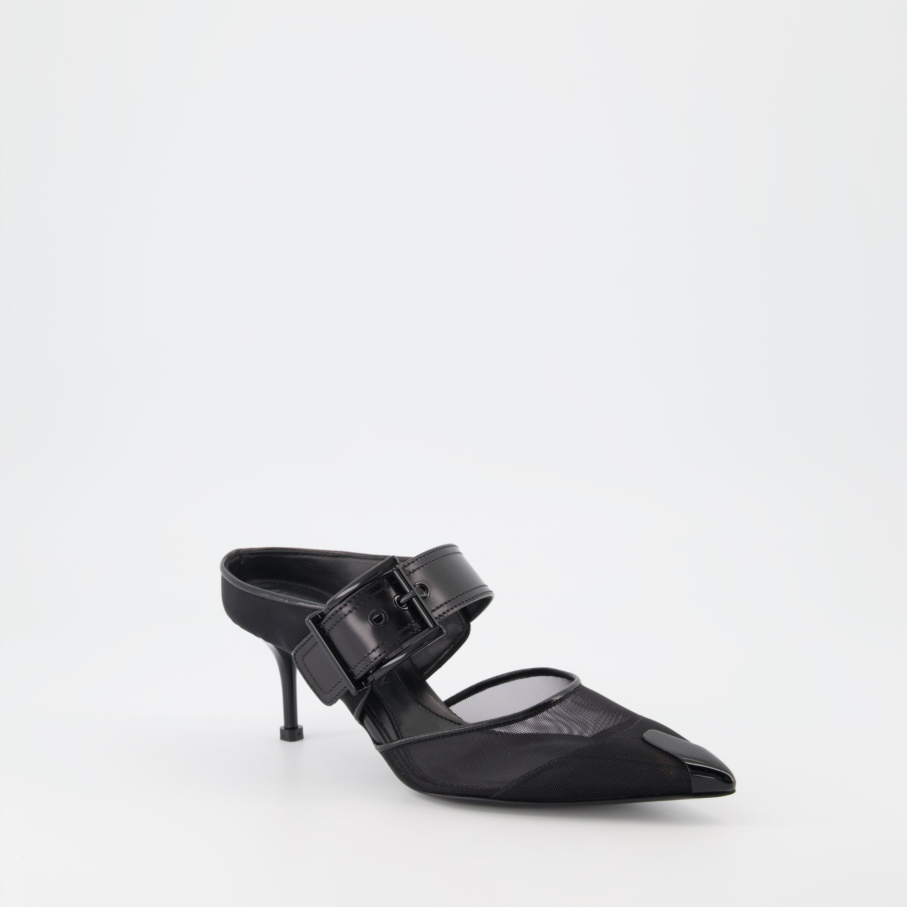 Mules à boucle Punk à bride noirs