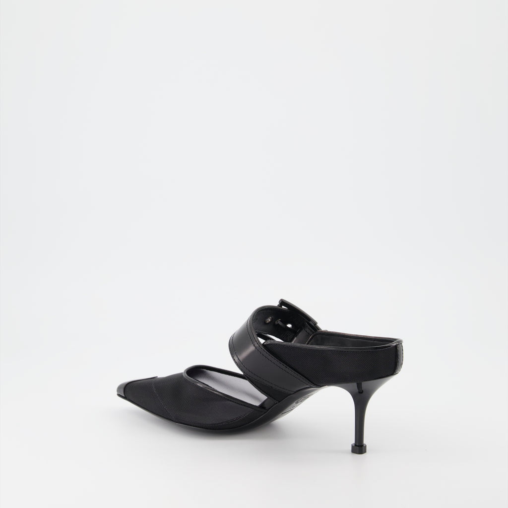 Mules à boucle Punk à bride noirs