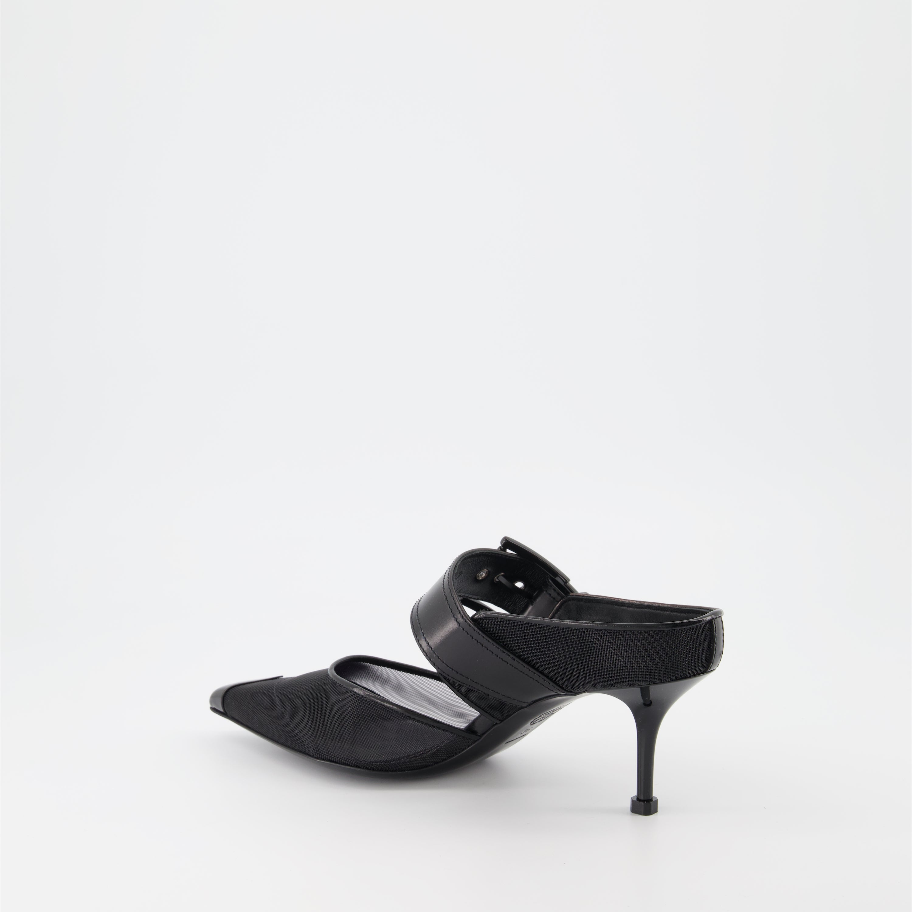 Mules à boucle Punk à bride noirs