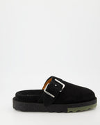 오픈 슈즈 Mules en daim Off-White 검은색 Homme