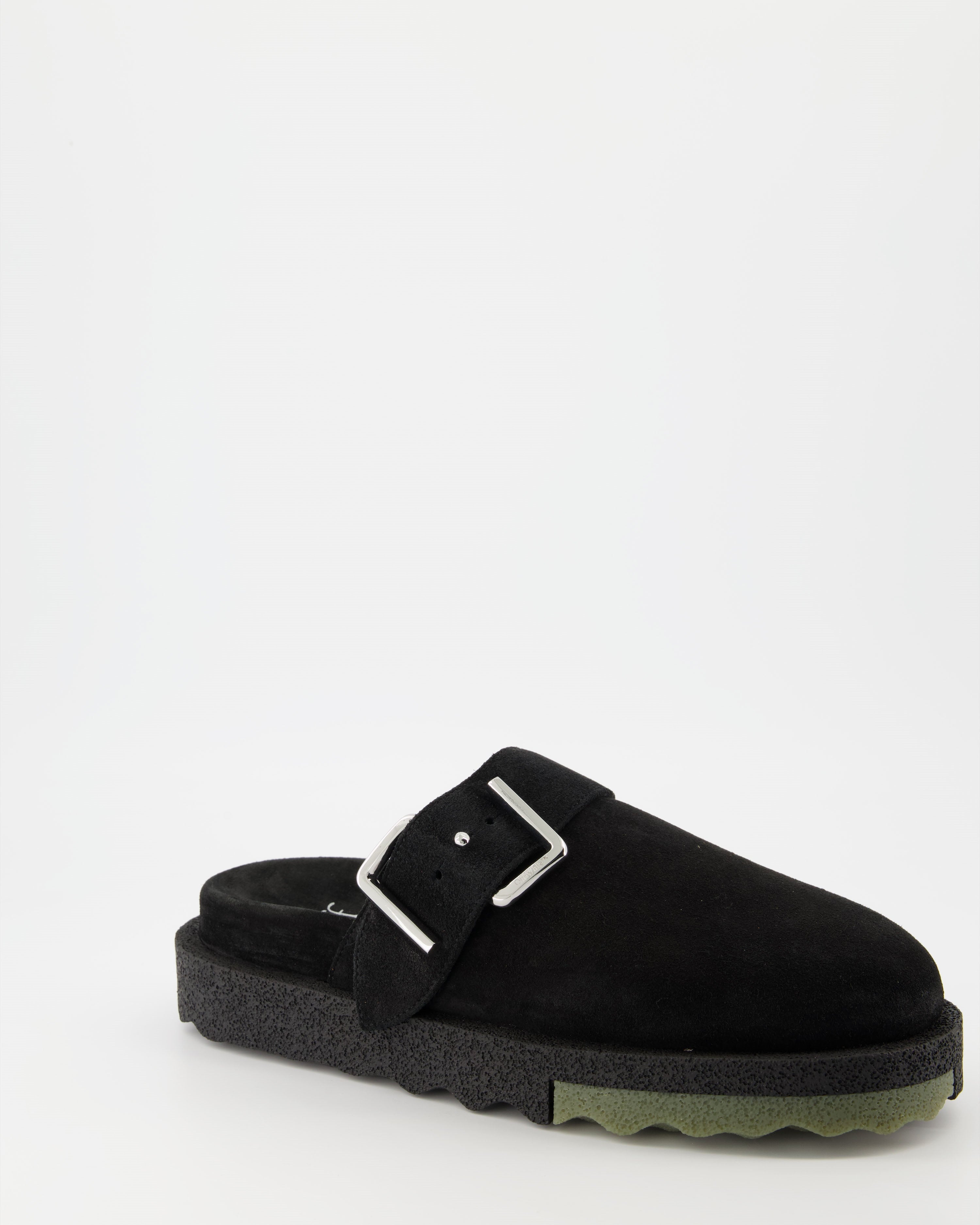 Zapatos abiertos Mules en daim Off-White Negro Homme