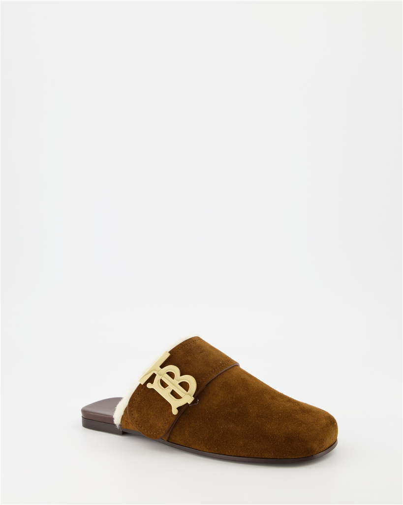 Zapatos abiertos Mules en daim Burberry Marrón Femme