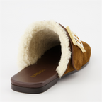 Zapatos abiertos Mules en daim Burberry Marrón Femme