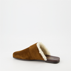 Zapatos abiertos Mules en daim Burberry Marrón Femme