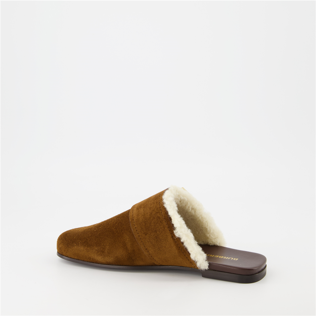 Zapatos abiertos Mules en daim Burberry Marrón Femme