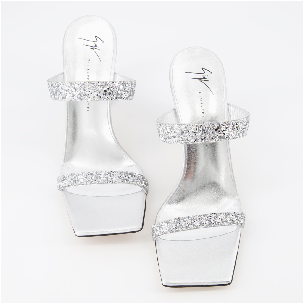 オープントゥシューズ フラミニアミュール Giuseppe Zanotti 銀 女性