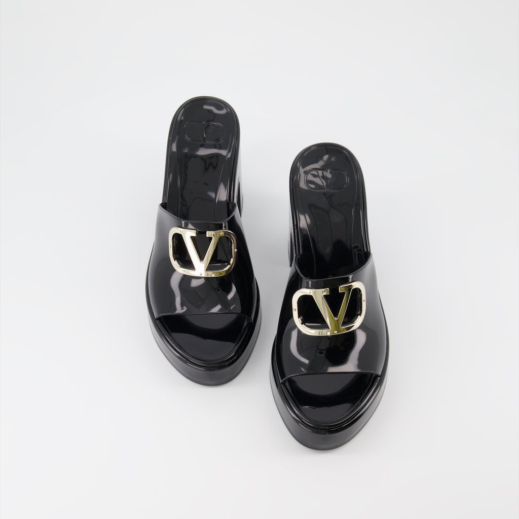 Zapatos abiertos Mules VLogo Valentino Garavani Negro Femme