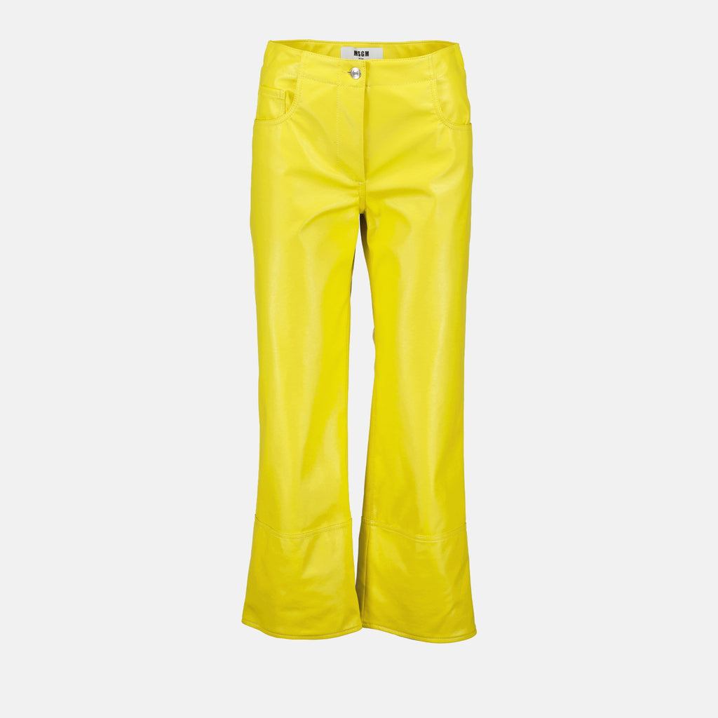 팬츠 인조 가죽 팬츠 MSGM 노란색 Femme