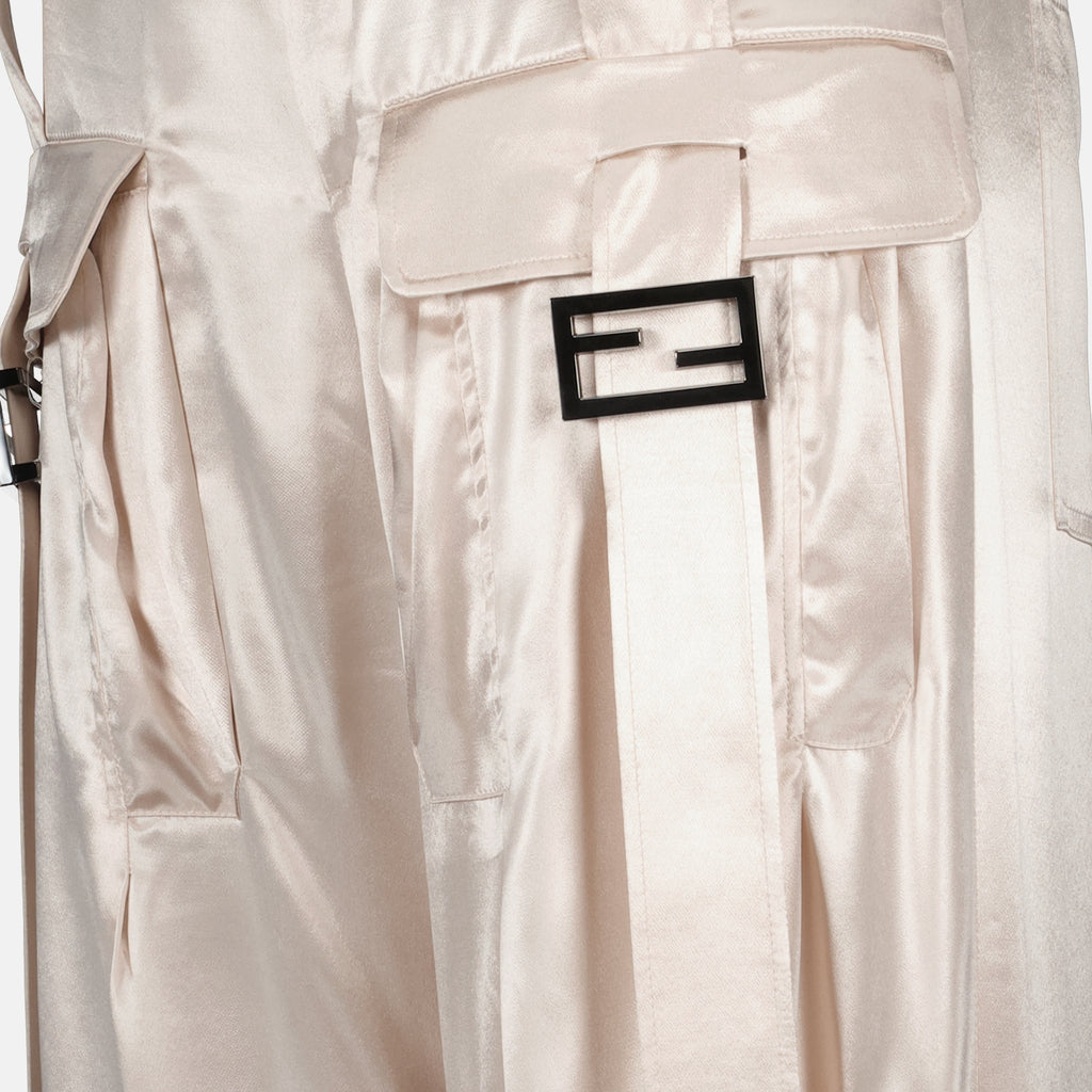 Pantalons Cargo satiné Fendi Beige Femme