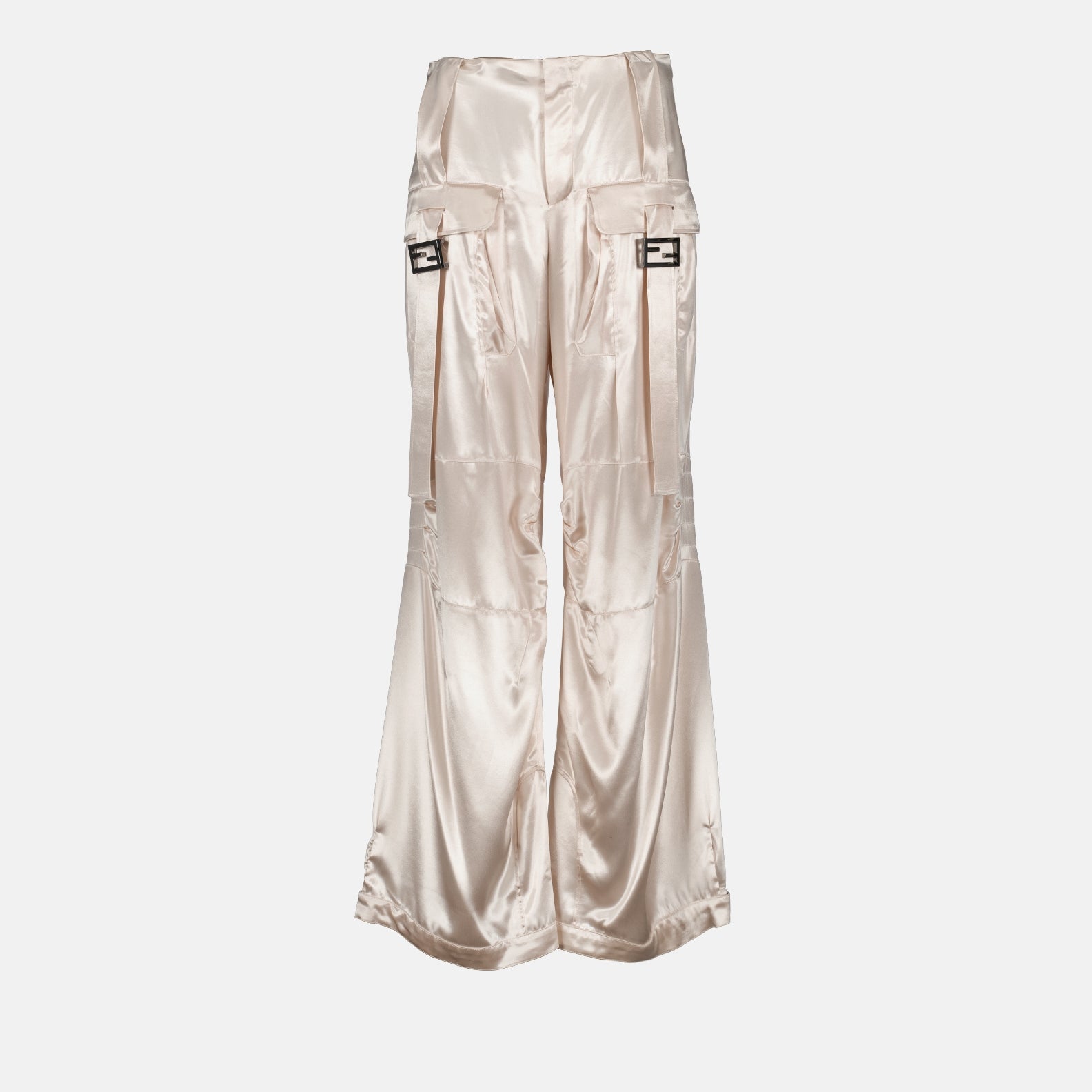 Pantalons Cargo satiné Fendi Beige Femme