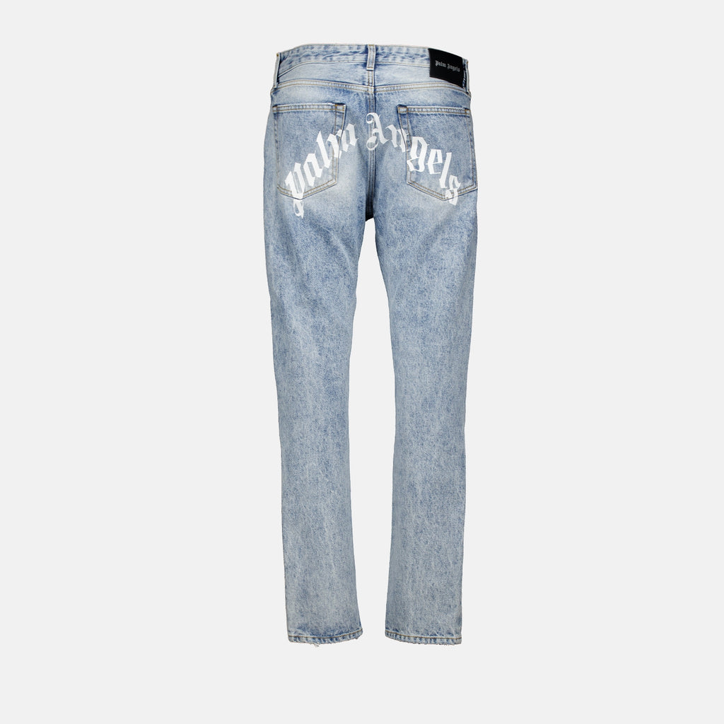 パンツ ロゴデニムパンツ Palm Angels 青 男