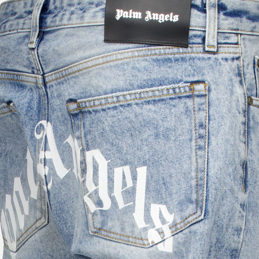 パンツ ロゴデニムパンツ Palm Angels 青 男