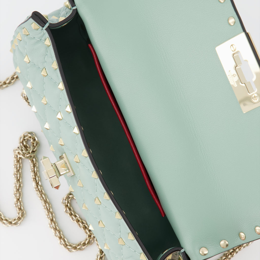 Bolsas de mão e de ombro Sac Rockstud Spike Valentino Garavani Verde Femme