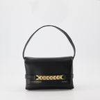 Pochette Chain en cuir noir