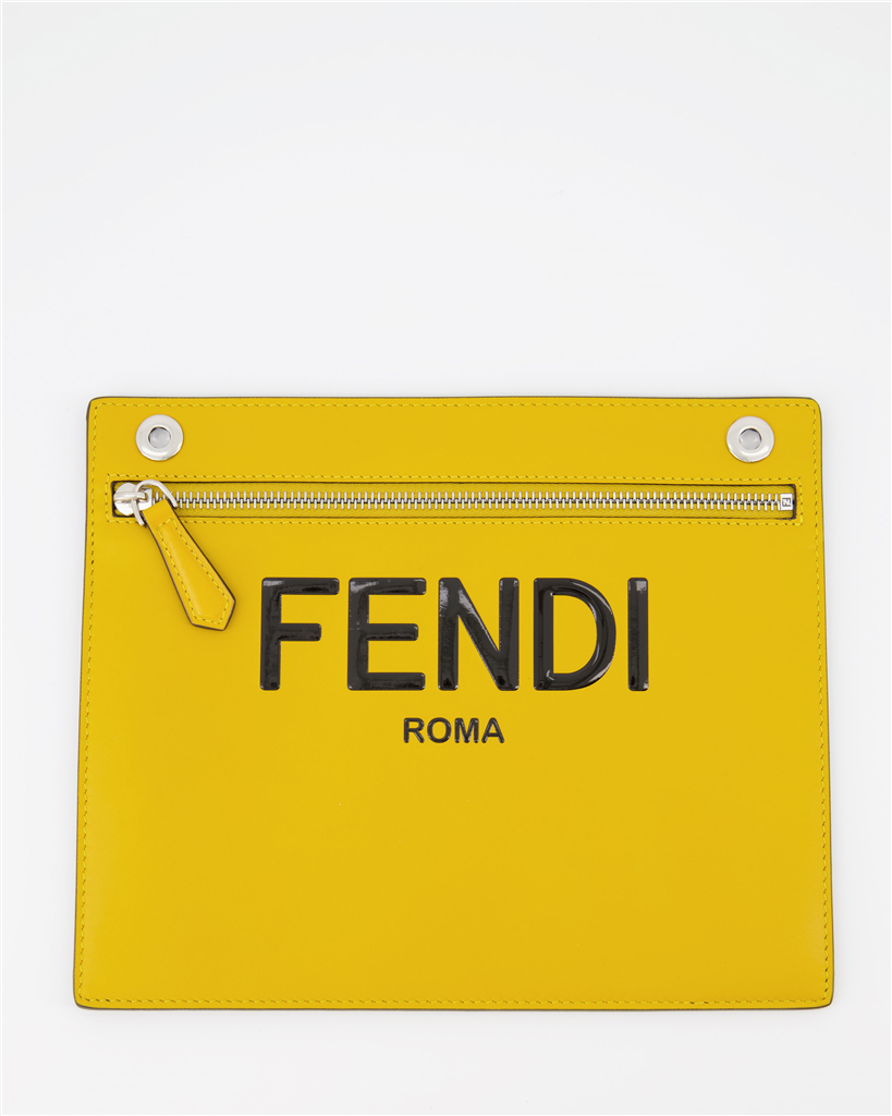 Bolsas pequenas Pochette FF Fendi Amarelo Homme