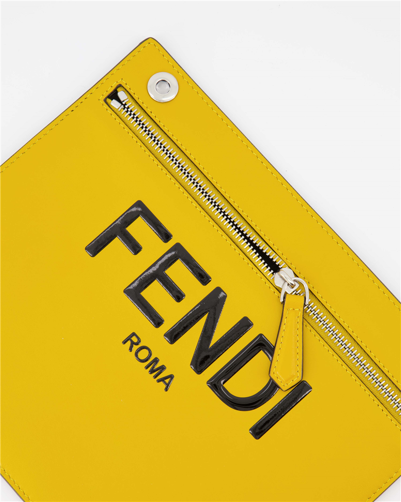 Bolsas pequenas Pochette FF Fendi Amarelo Homme