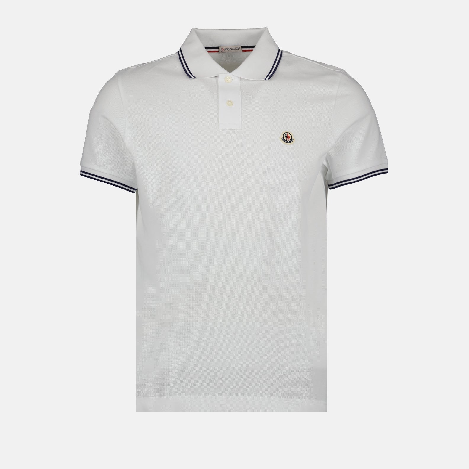 Polos Polo à logo et liseré Moncler Blanco Homme
