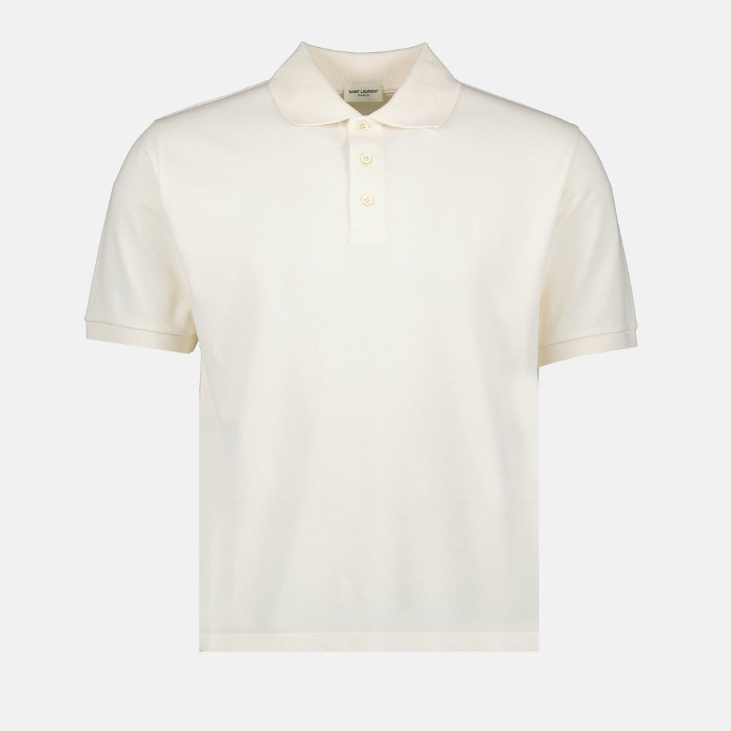 Polo Polo Cassandre en piqué de coton Saint Laurent Bianco Homme
