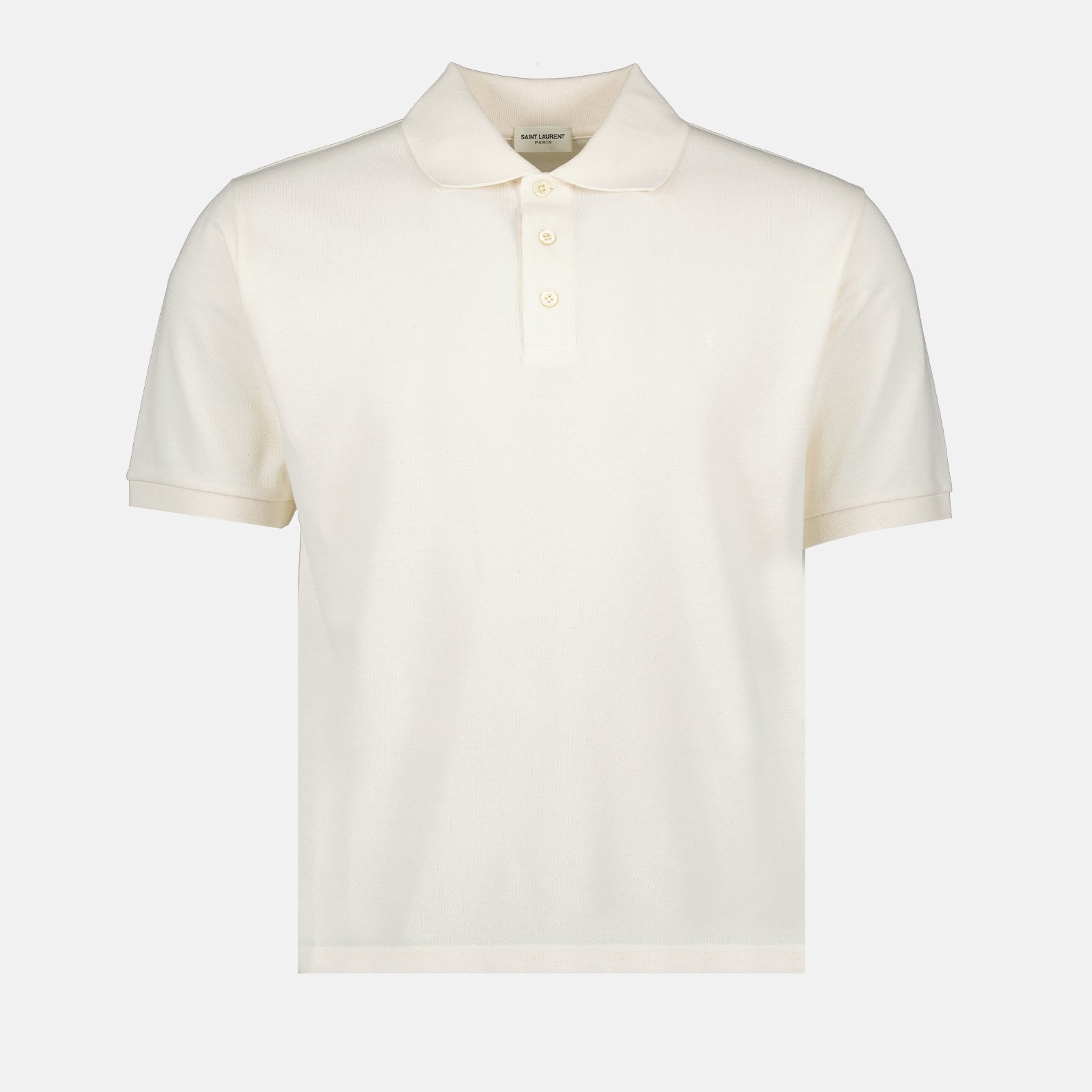 Polos Polo Cassandre en piqué de coton Saint Laurent Blanco Homme