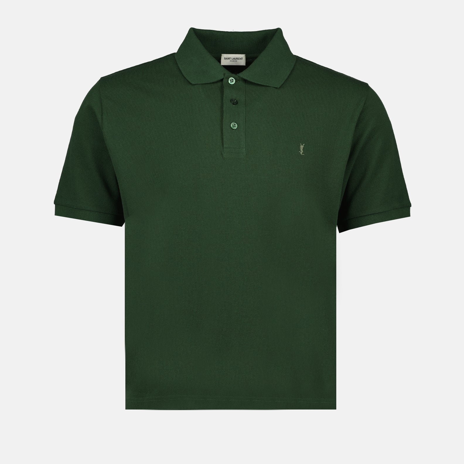 Polos Polo Cassandre en piqué de coton Saint Laurent Verde Homme