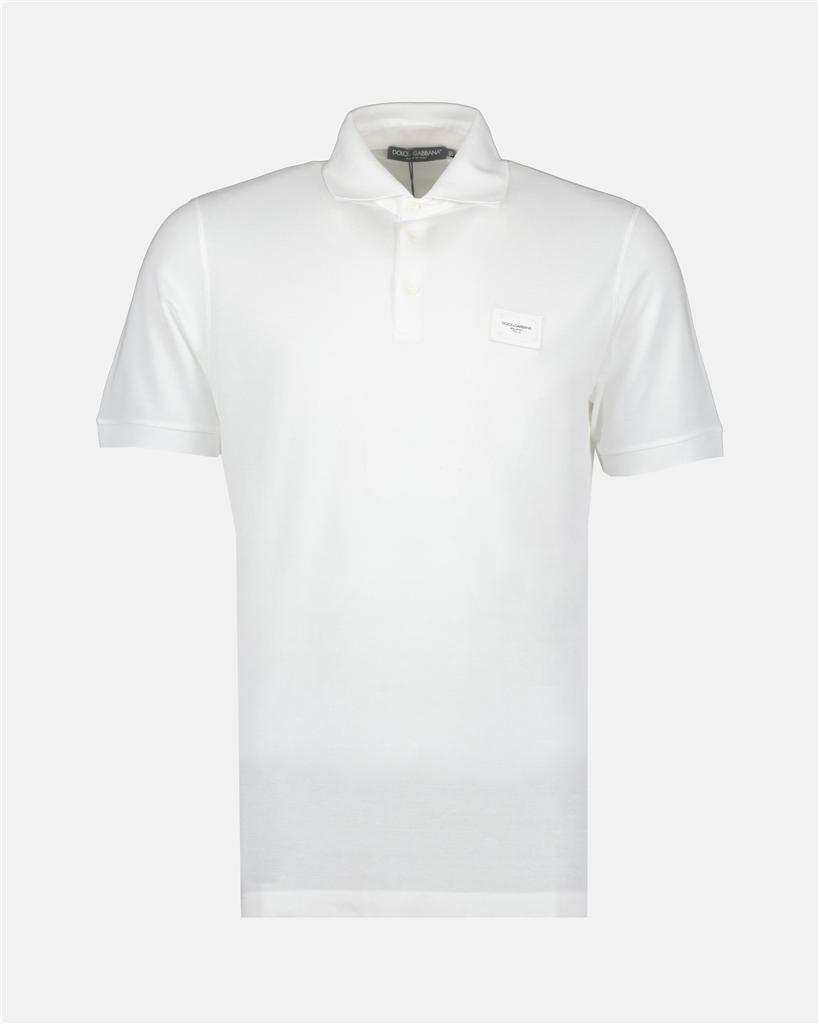 Polos Polo à plaque logo Dolce & Gabbana Blanco Homme