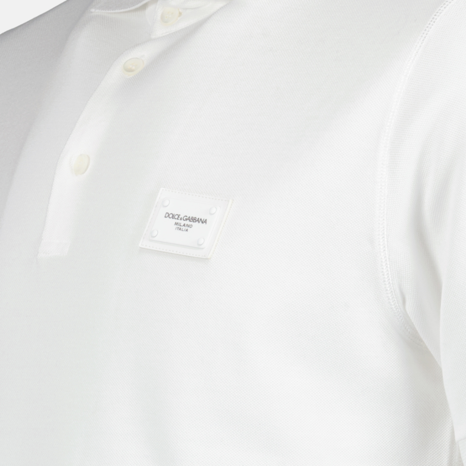 Polos Polo à plaque logo Dolce & Gabbana Blanco Homme